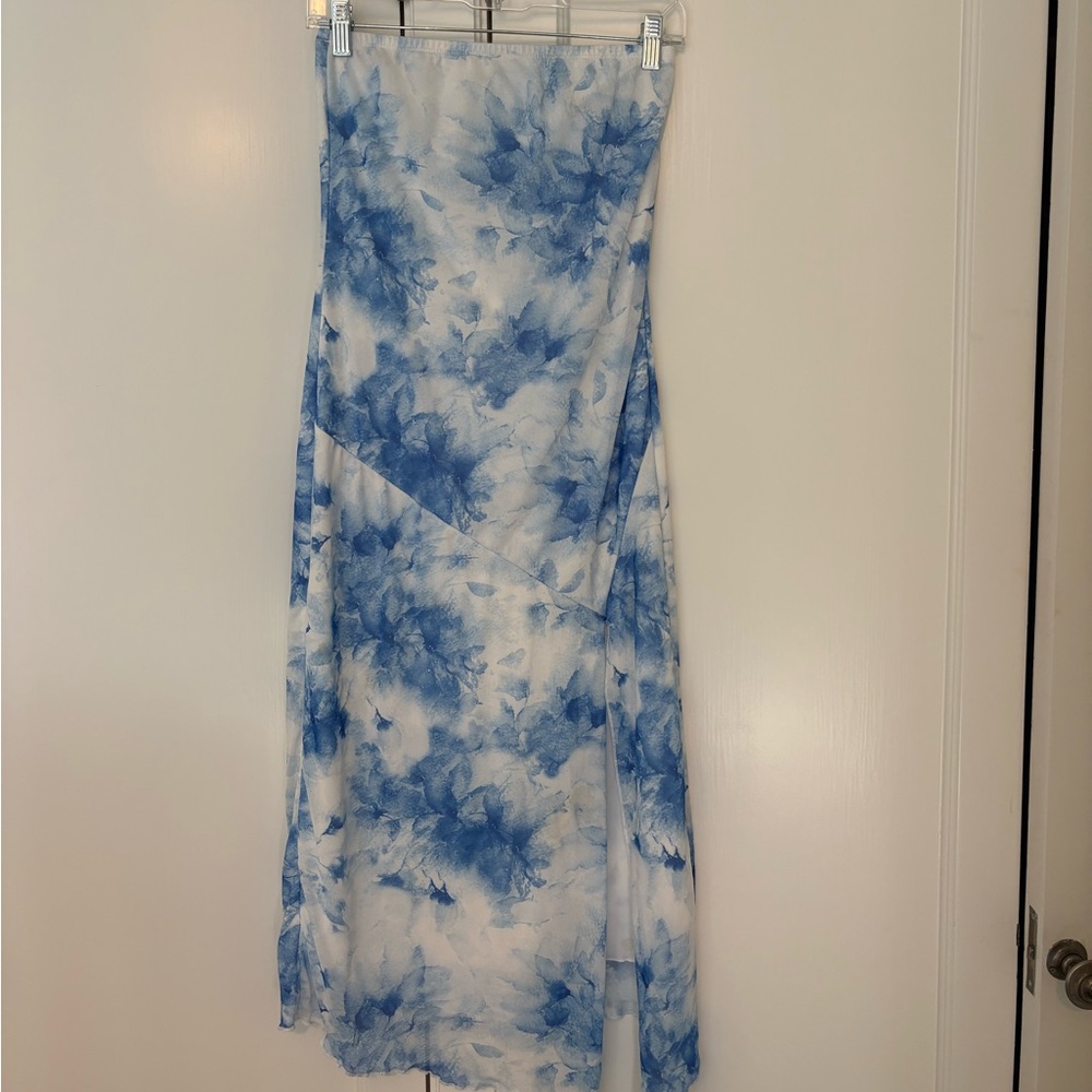 Caution To The Wind Blue and White Midi Dress